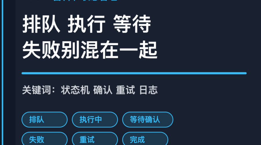 AI Agent 任务状态机封面图，包含排队、执行、等待确认、失败重试和完成等中文关键词