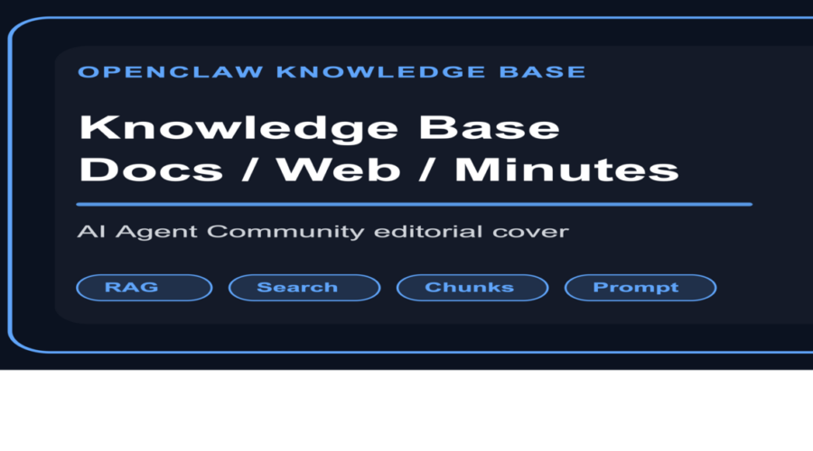 OpenClaw 本地知识库实战封面图，包含 OpenClaw、Knowledge Base、RAG 和 Docs 关键词组合