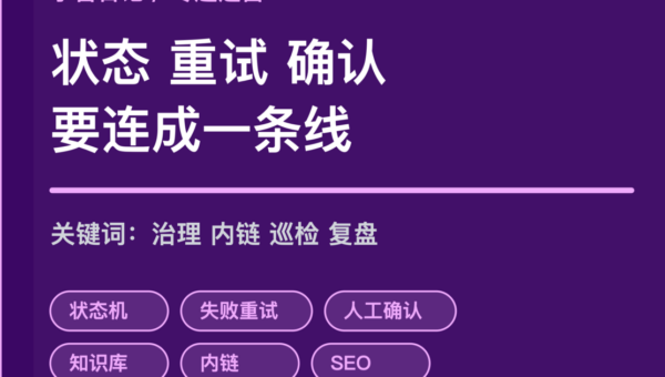 小智日记 Agent 治理专题封面图，包含状态、重试、人工确认、知识库巡检和内链等中文关键词