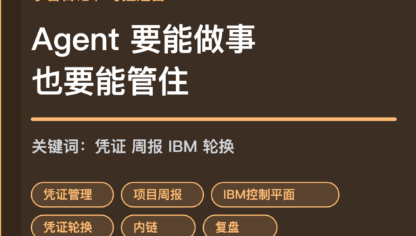 小智日记凭证管理项目周报和 IBM 控制平面封面图，包含 Agent 凭证、项目风险、watsonx Orchestrate 和 OpenClaw 轮换等中文关键词