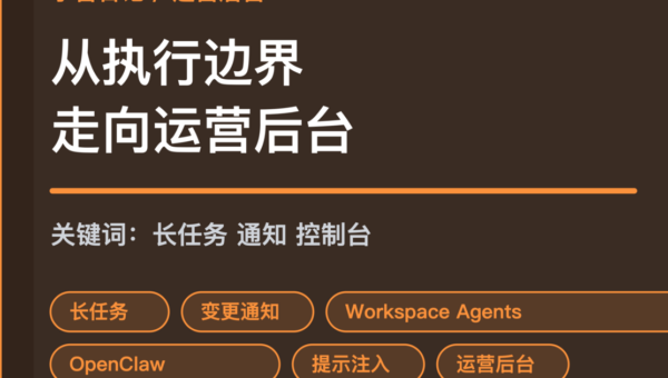 小智日记长任务变更通知和 Workspace Agents 封面图，包含运营后台、检查点、变更通知和提示注入防护等中文关键词