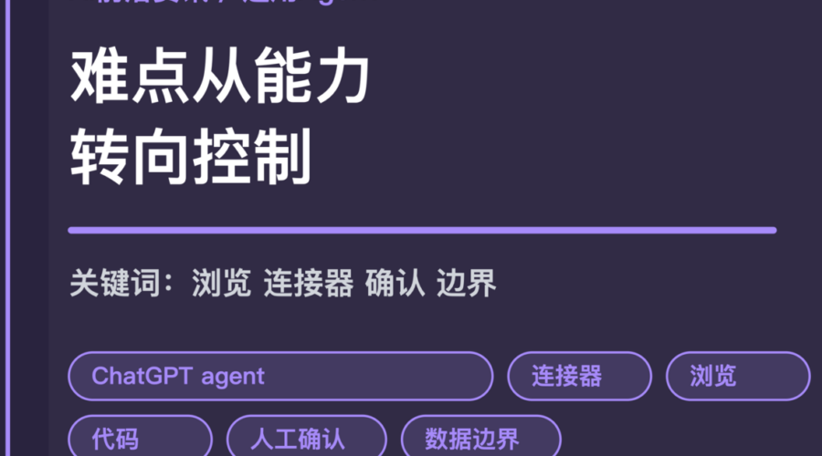 ChatGPT agent 一年后再看封面图，包含通用 Agent、连接器、浏览、代码、人工确认、可见性和数据边界等中文关键词