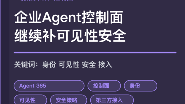 Microsoft Agent 365 六月更新封面图，包含控制面、身份、可见性、安全策略、本地 Agent 和第三方接入等中文关键词