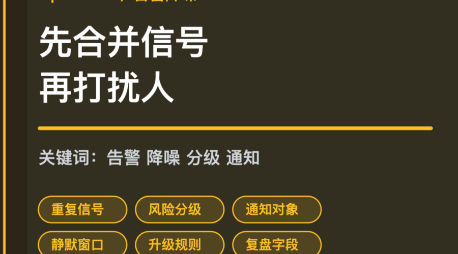 OpenClaw 告警降噪封面图，包含重复信号、风险分级、通知对象、静默窗口和复盘字段等中文关键词