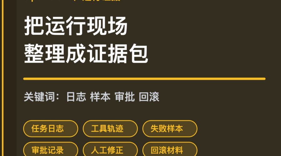 OpenClaw 运行证据导出封面图，包含任务日志、工具轨迹、失败样本、审批记录和回滚材料等中文关键词