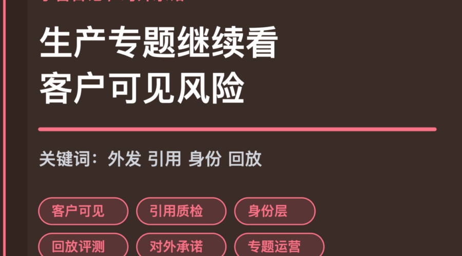 小智日记客户可见动作和引用质检封面图，包含 Agent 生产专题、对外承诺、引用质检、身份层和回放评测等中文关键词