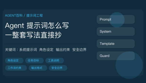 AI Agent 提示词怎么写封面图，包含系统提示词、角色设定、工具说明、输出约束、安全边界等中文关键词