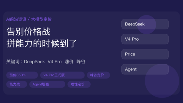 DeepSeek API 涨价封面图，包含 V4 Pro 正式版、峰谷定价、涨价350%、价格战和能力战等中文关键词