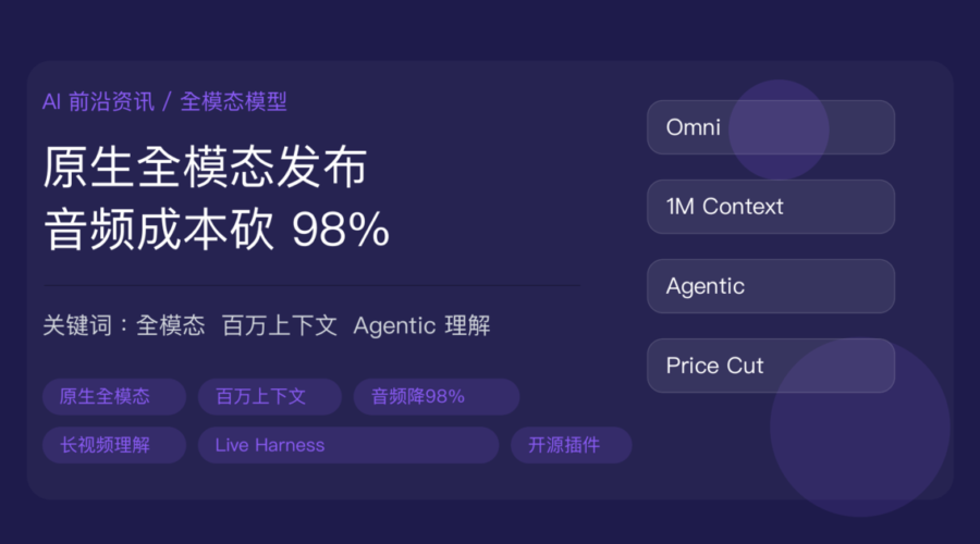 阿里 Qwen3.8-Omni-Flash 原生全模态模型发布：百万上下文与音频成本下降 98%