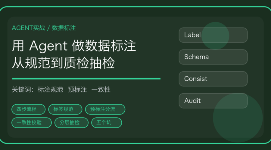 用 AI Agent 做数据标注：标注规范、预标注、一致性校验与质检抽检