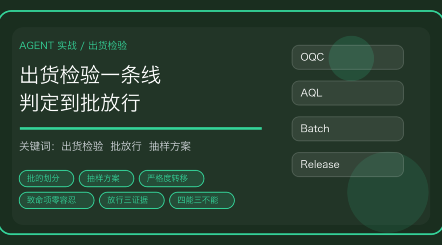 用 AI Agent 做出货检验与批放行：批的划分、抽样方案到放行单一条线