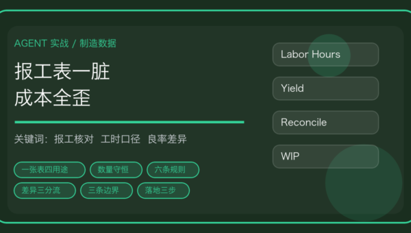 用 AI Agent 核对车间报工与工时：产量、工时和良率对不上，先查这五处