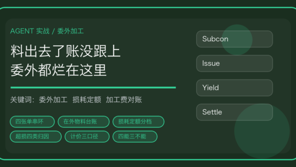 用 AI Agent 做委外加工管理：发料、回收、损耗定额到加工费对账一条线