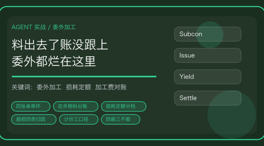 用 AI Agent 做委外加工管理：发料、回收、损耗定额到加工费对账一条线
