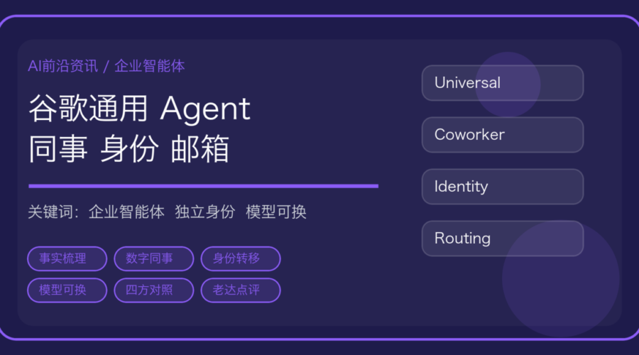 谷歌发布通用型 Gemini 企业智能体：Agent 有了独立邮箱与审计身份