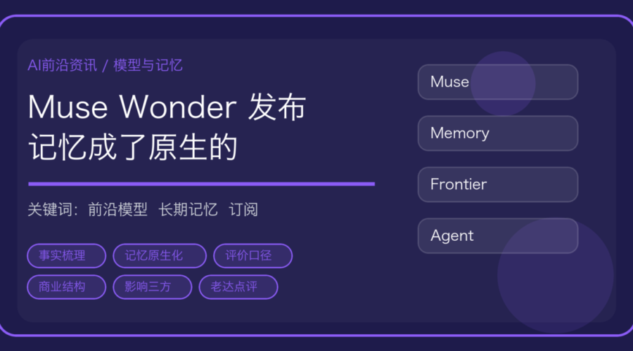 Meta 发布 Muse Wonder 前沿模型资讯封面，含长期记忆与 Agent 能力关键词